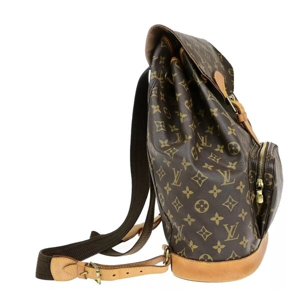 LOUIS VUITTON Montsouris GM Backpack Bag Monogram Leather Brown - Picture 14 of 16